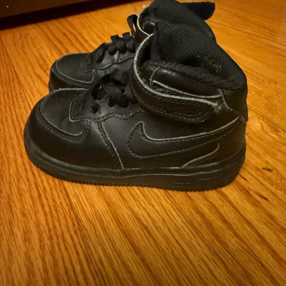 Nike Air Force 1 MID TD 7C Baby Shoe Triple Black Infant Sneaker - Picture 3 of 6